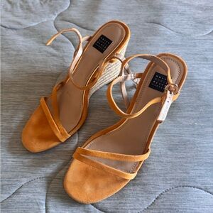 White House Black Market Strappy Orange Wedges